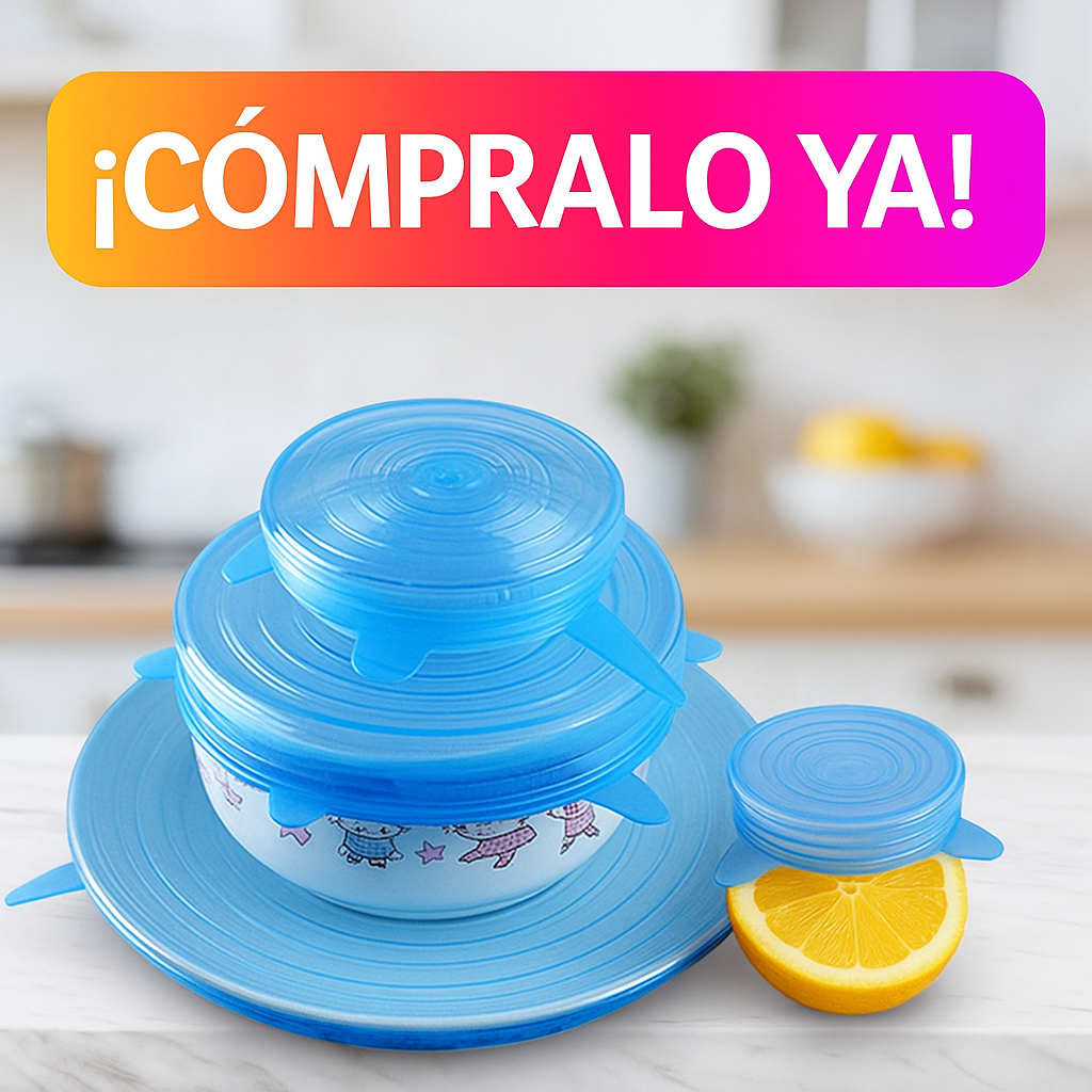 6 Tapas Mágicas Reutilizables – ¡Sella, Guarda y Reutiliza!